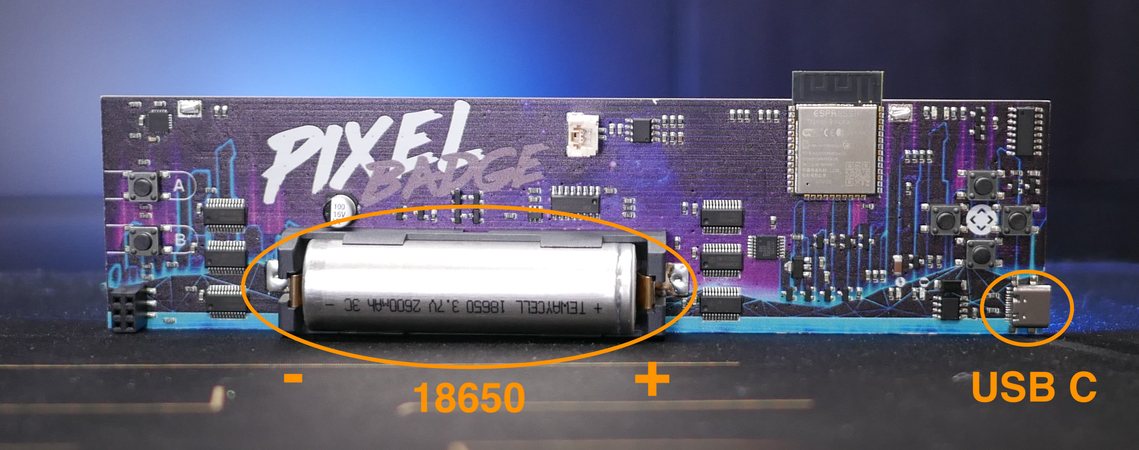 Pixel Badge power inputs